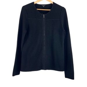 Talbots Black Thick Knit Full Zip Sweater